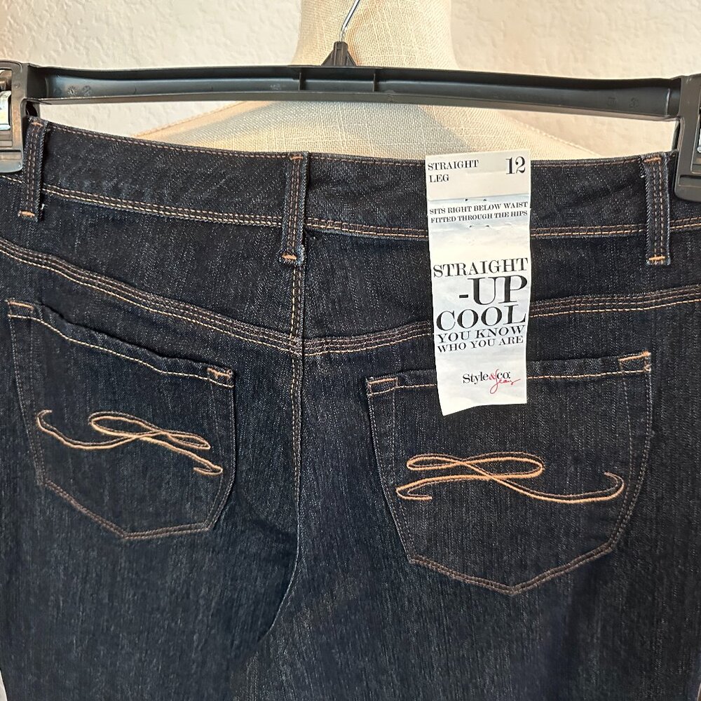 STYLE & CO Straight Up Cool Blue Jeans - 12 - Picture 6 of 7